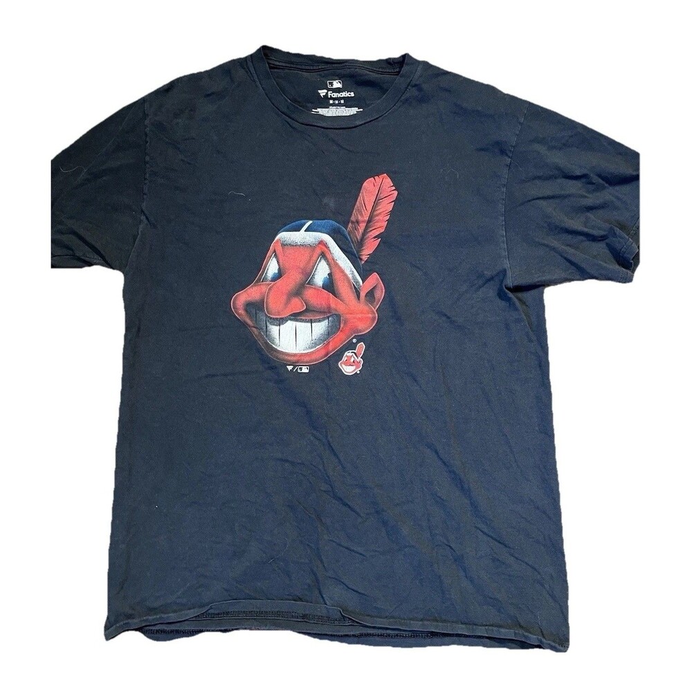 Cleveland Indians Chief Wahoo T Shirt Medium Black Fanatics MLB Graphic